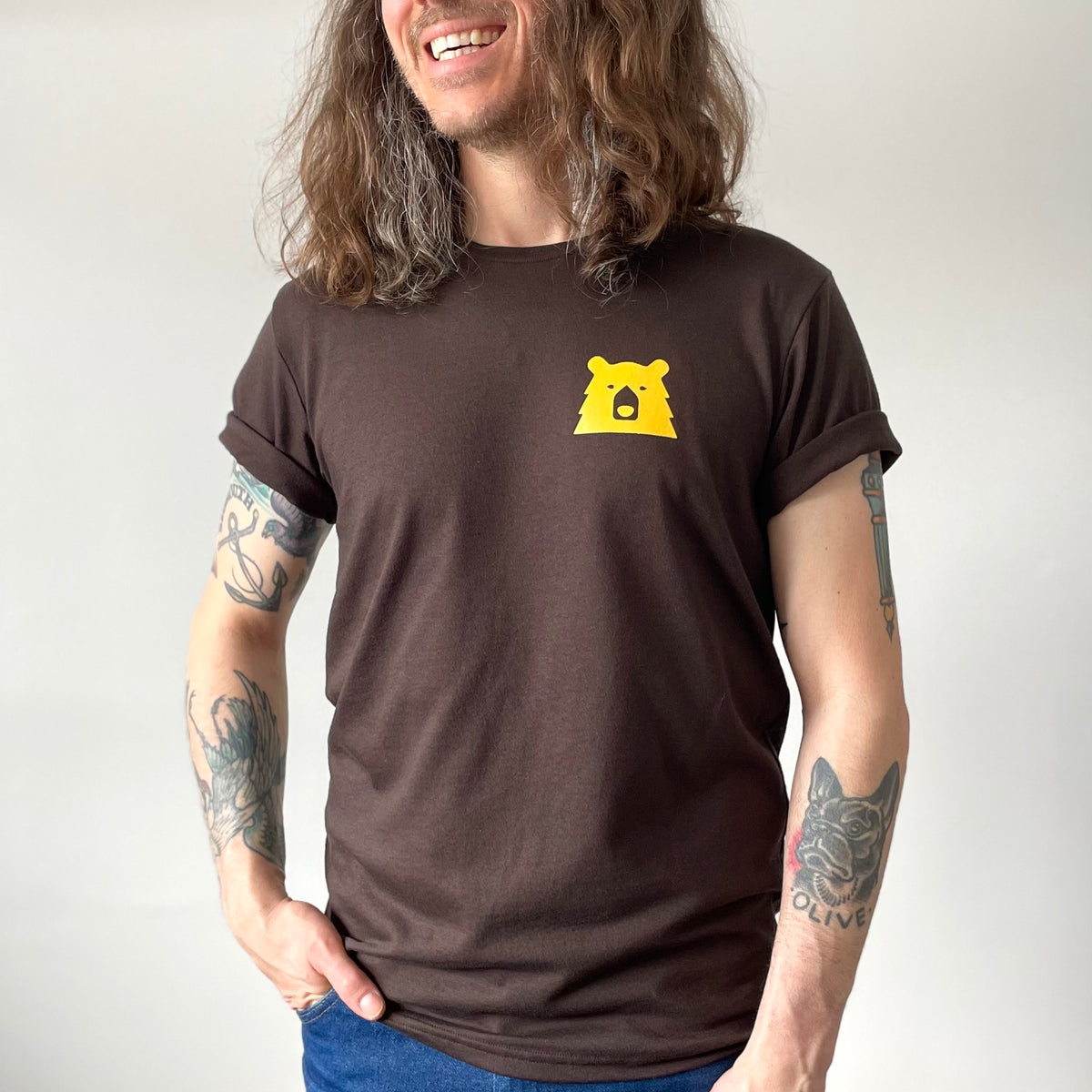 Parks & Rec Tee - Brown with Golden Yellow