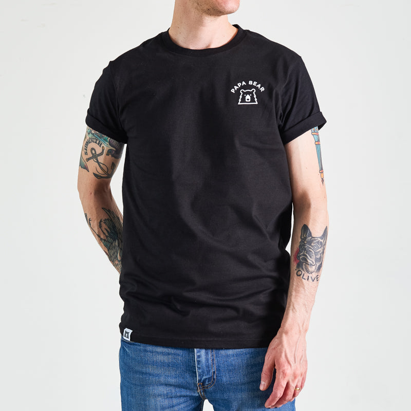 Papa Bear Tee - Black with White