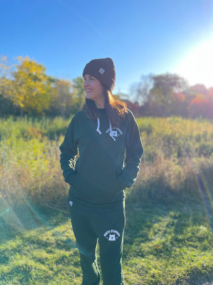 Relaxed Fit Arc Sweatpants - Forest with White