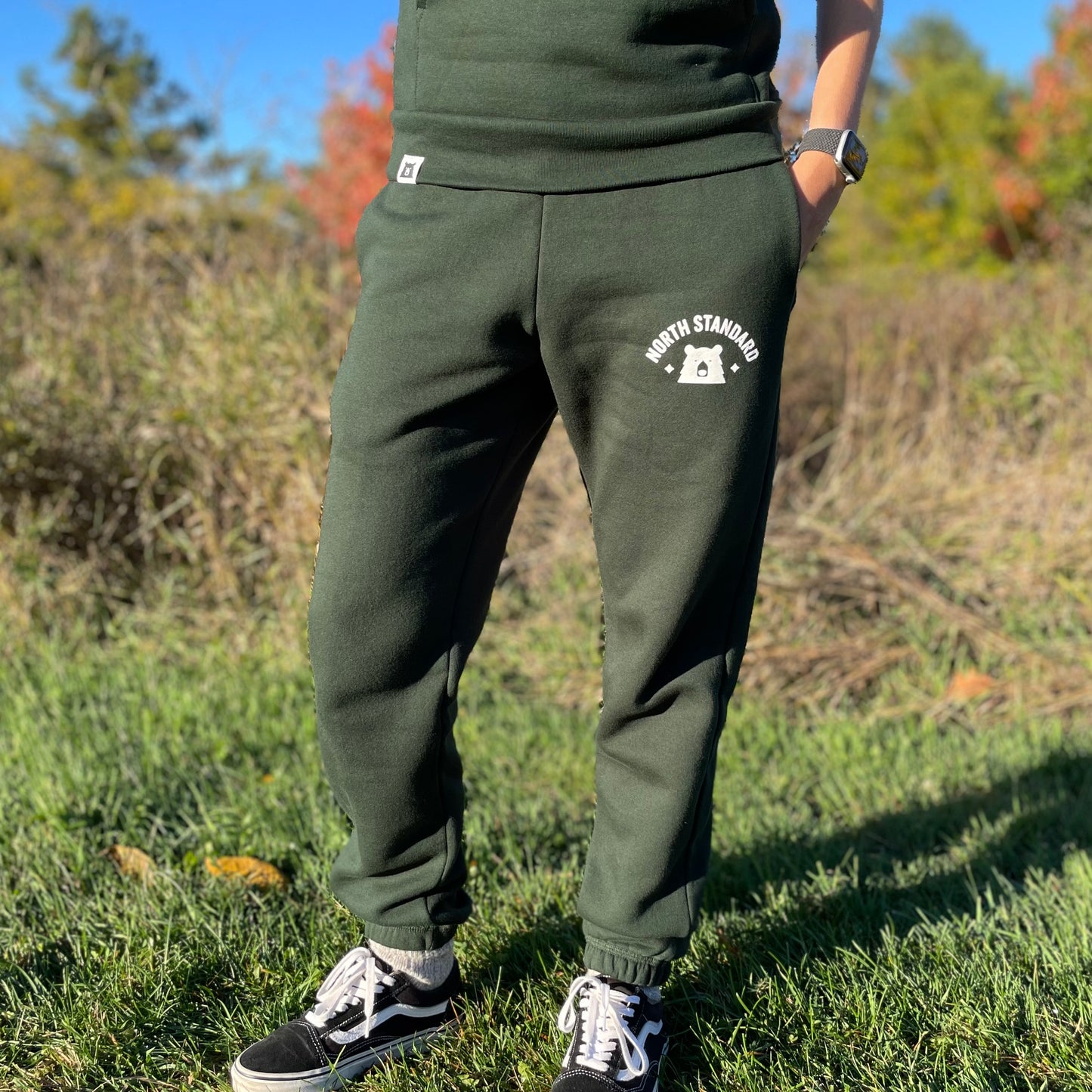 Relaxed Fit Arc Sweatpants - Forest with White