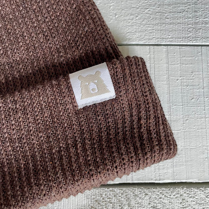 Cotton Knit Toque - Chocolate Brown