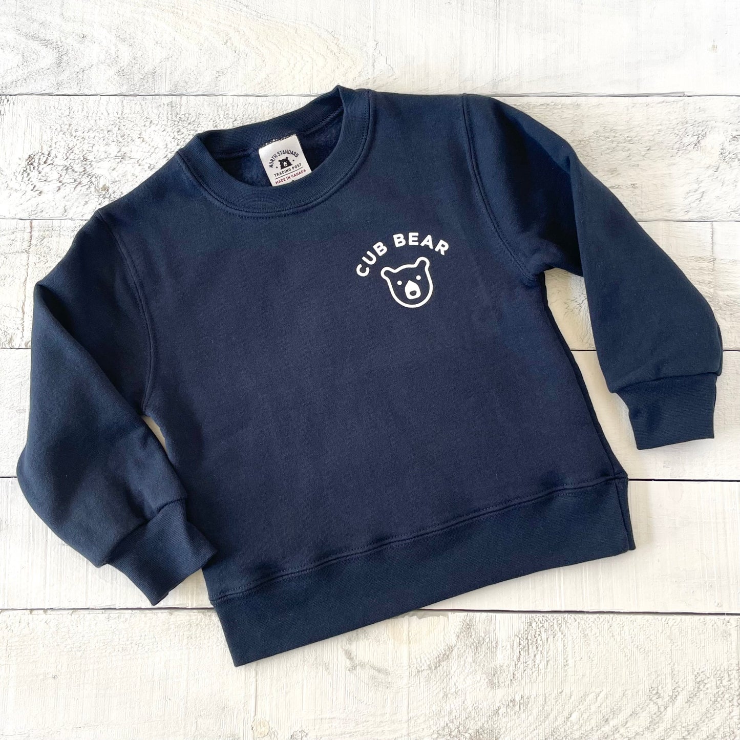Kids Cub Bear Crew Sweat - Navy with White