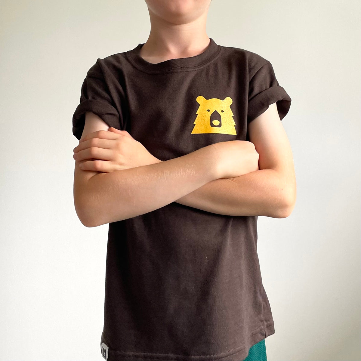 Kids Parks & Rec Tee - Brown with Golden Yellow