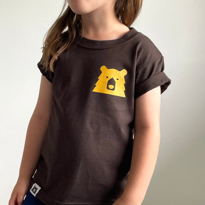 Kids Parks & Rec Tee - Brown with Golden Yellow