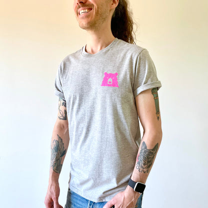 Mascot Tee - Heather Grey with Hot Pink