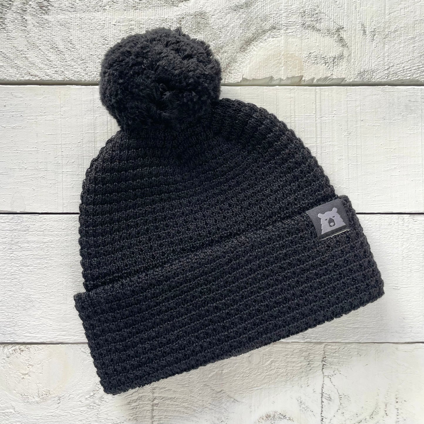 Merino Wool Pom Toque - Black