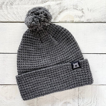 Merino Wool Pom Toque - Charcoal