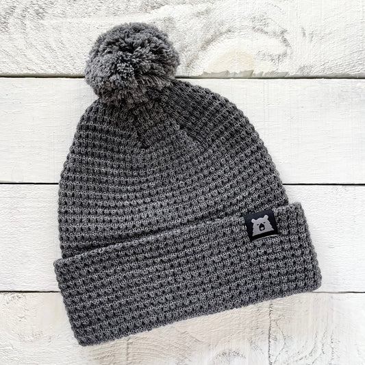 Merino Wool Pom Toque - Charcoal