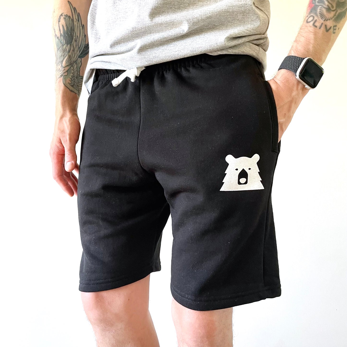 Relaxed Sweat Shorts - Black with White
