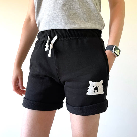Relaxed Sweat Shorts - Black with White