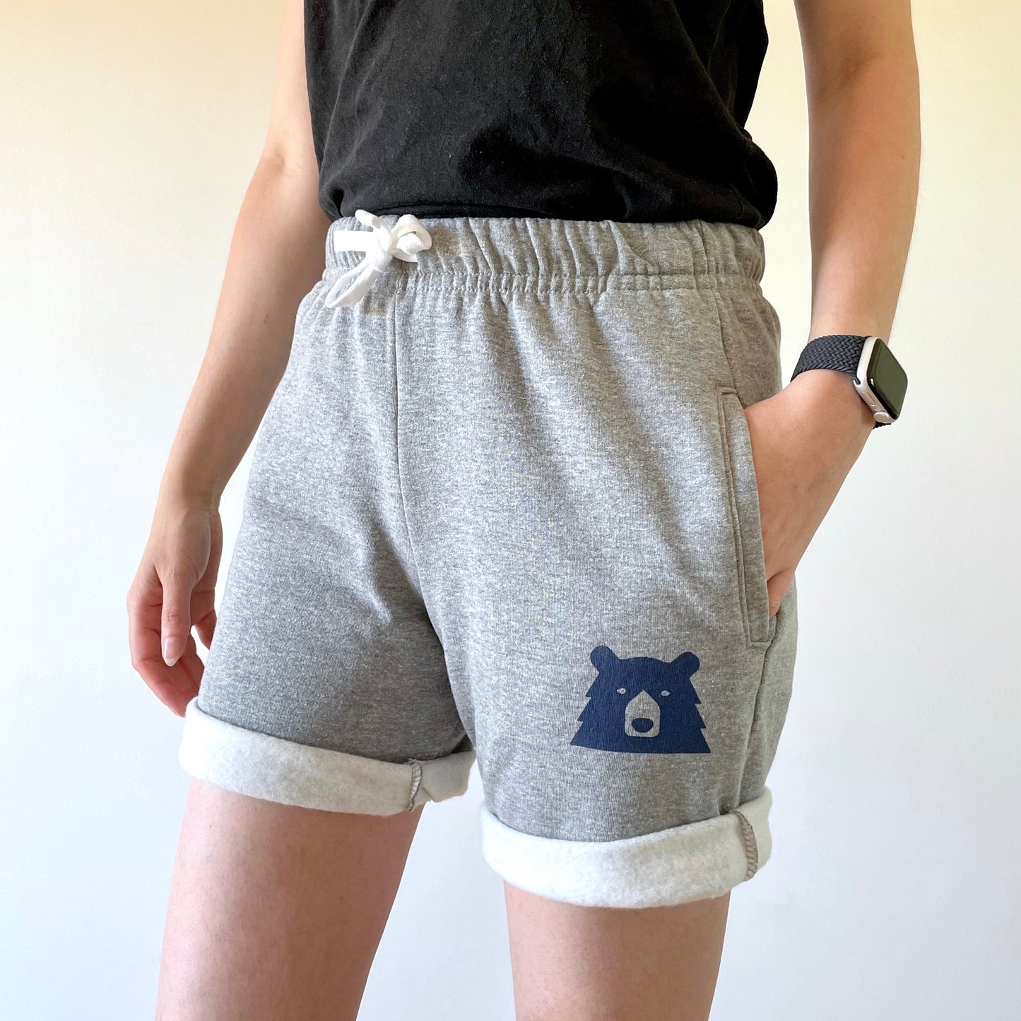Relaxed Sweat Shorts - Grey Marl with Navy