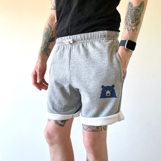 Relaxed Sweat Shorts - Grey Marl with Navy