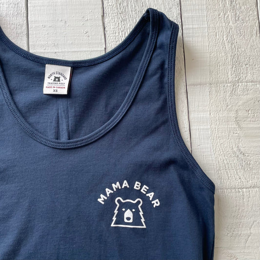 Mama Bear Tank - Navy with White