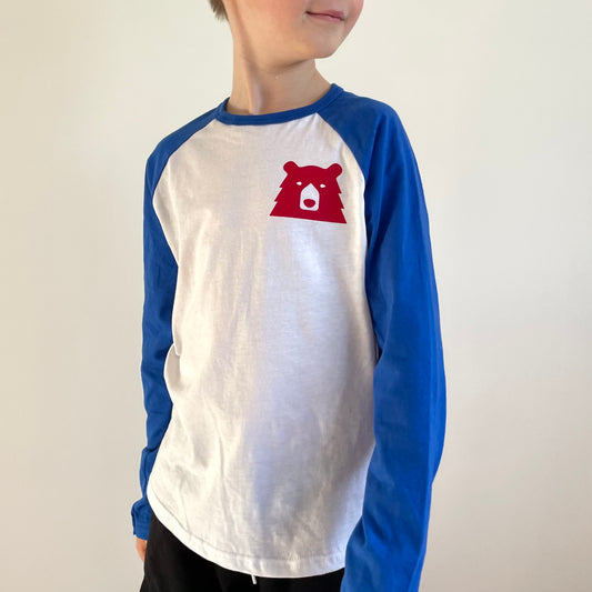 Kids Parks & Rec Baseball Tee - Royal/White with Red
