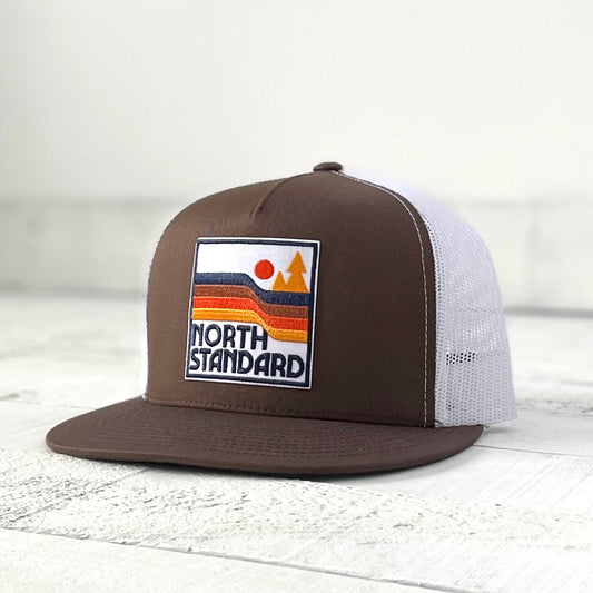 Mesh Poplin Hat - Brown Front with Waves