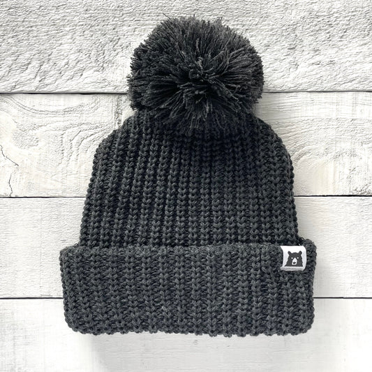 Oversized Chunky Knit Toque - Charcoal