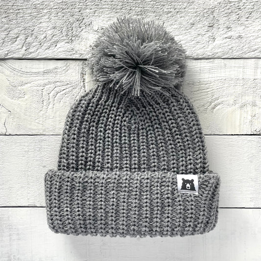 Oversized Chunky Knit Toque - Heather Grey