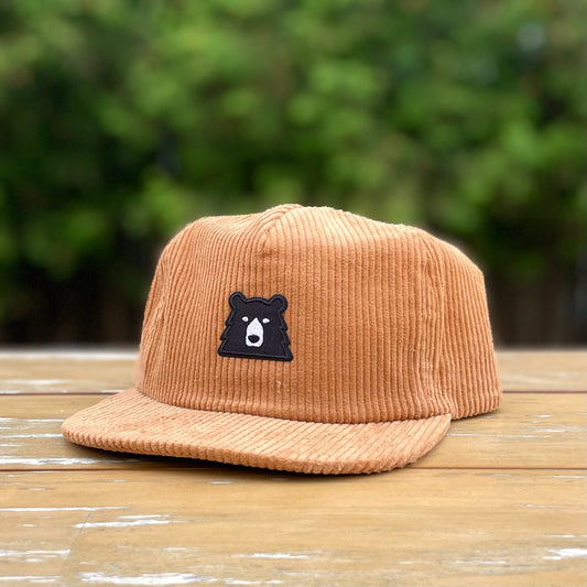 Unstructured Cord Snapback - Camel with Lil Black Bear