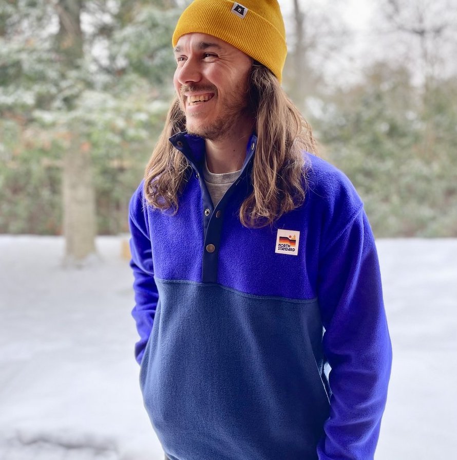 Retro Oversized Polar Fleece - Navy/Electric Purple
