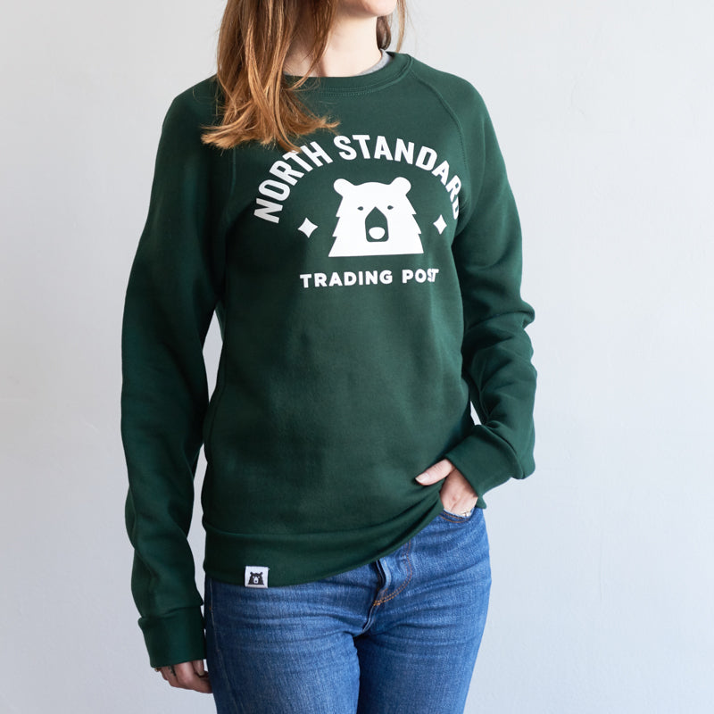 Varsity Crew Sweatshirt - Forest with White