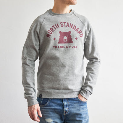 Varsity Crew Sweatshirt - Grey Marl with Maroon