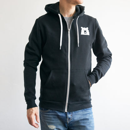 Mascot Zip Up Hoodie - Black with White