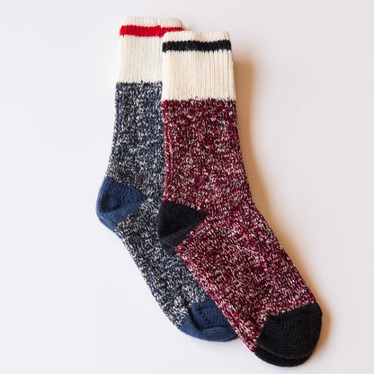 Chunky Wool Work Sock - Red with Black Stripe
