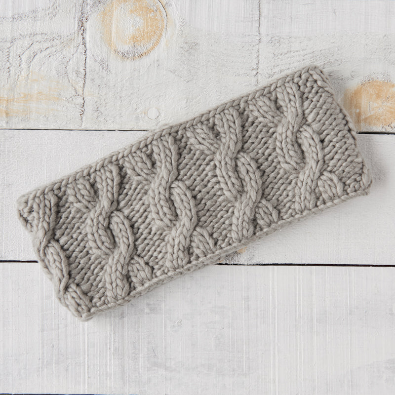 Chunky Cable Knit Headband - Light Grey