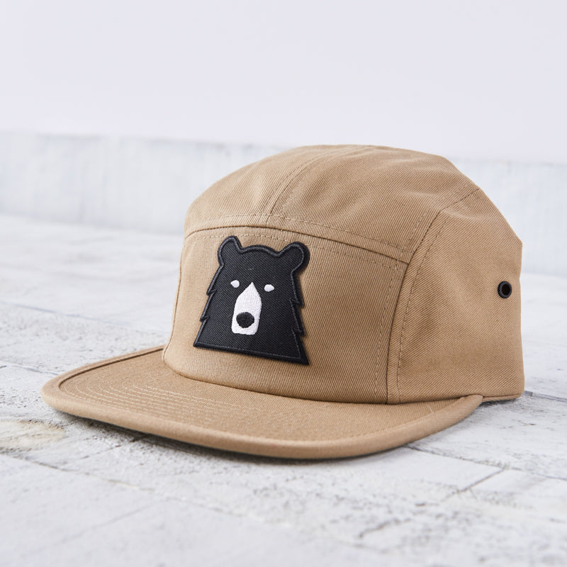 5 Panel - Khaki with Black Bear