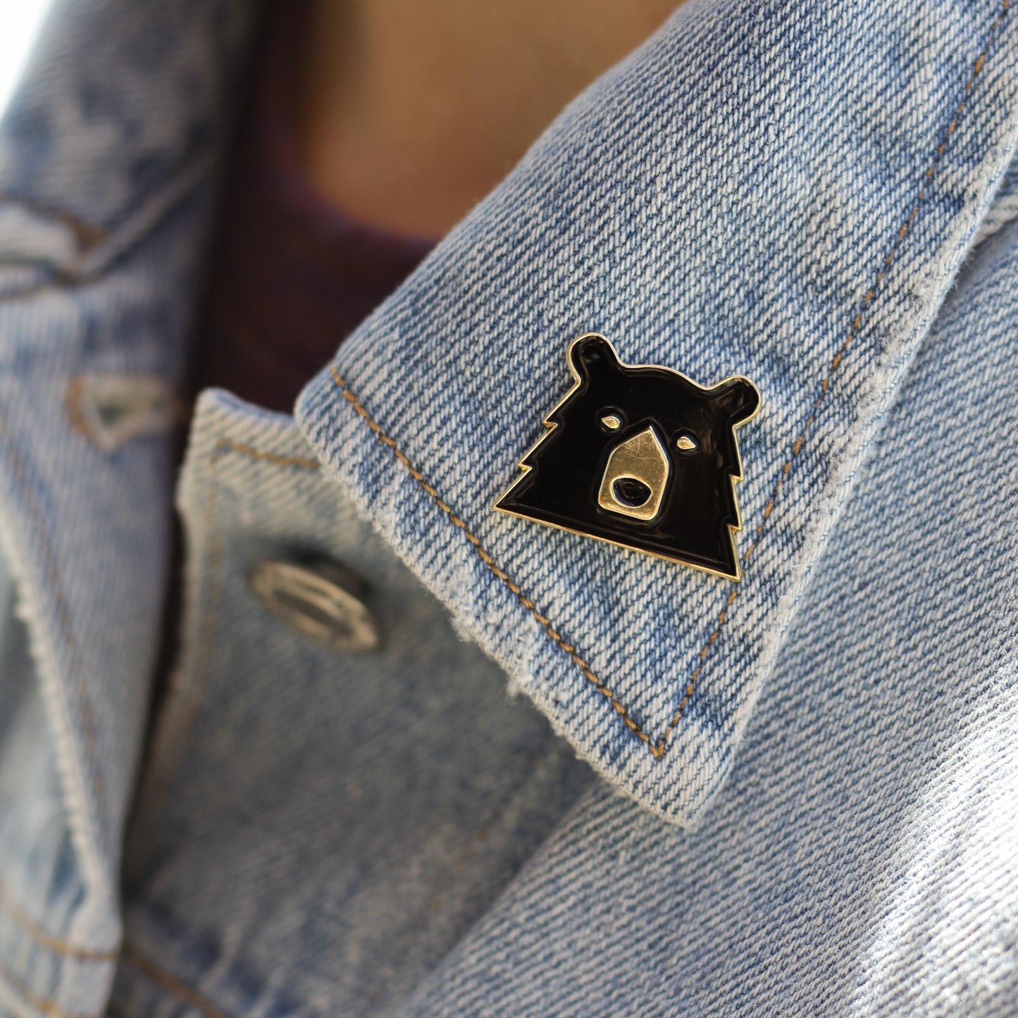 Enamel Pin - Black/Gold Bear