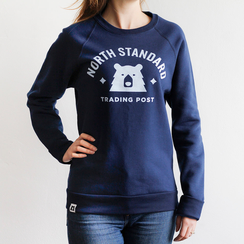Varsity Crew Sweatshirt - Navy with White