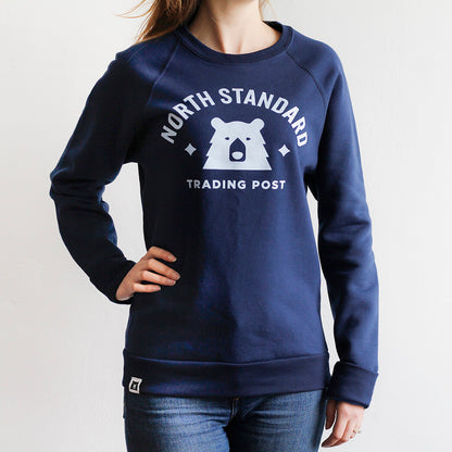 Varsity Crew Sweatshirt - Navy with White