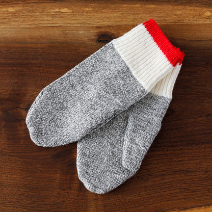 Northland Mittens - Grey with Red Stripe