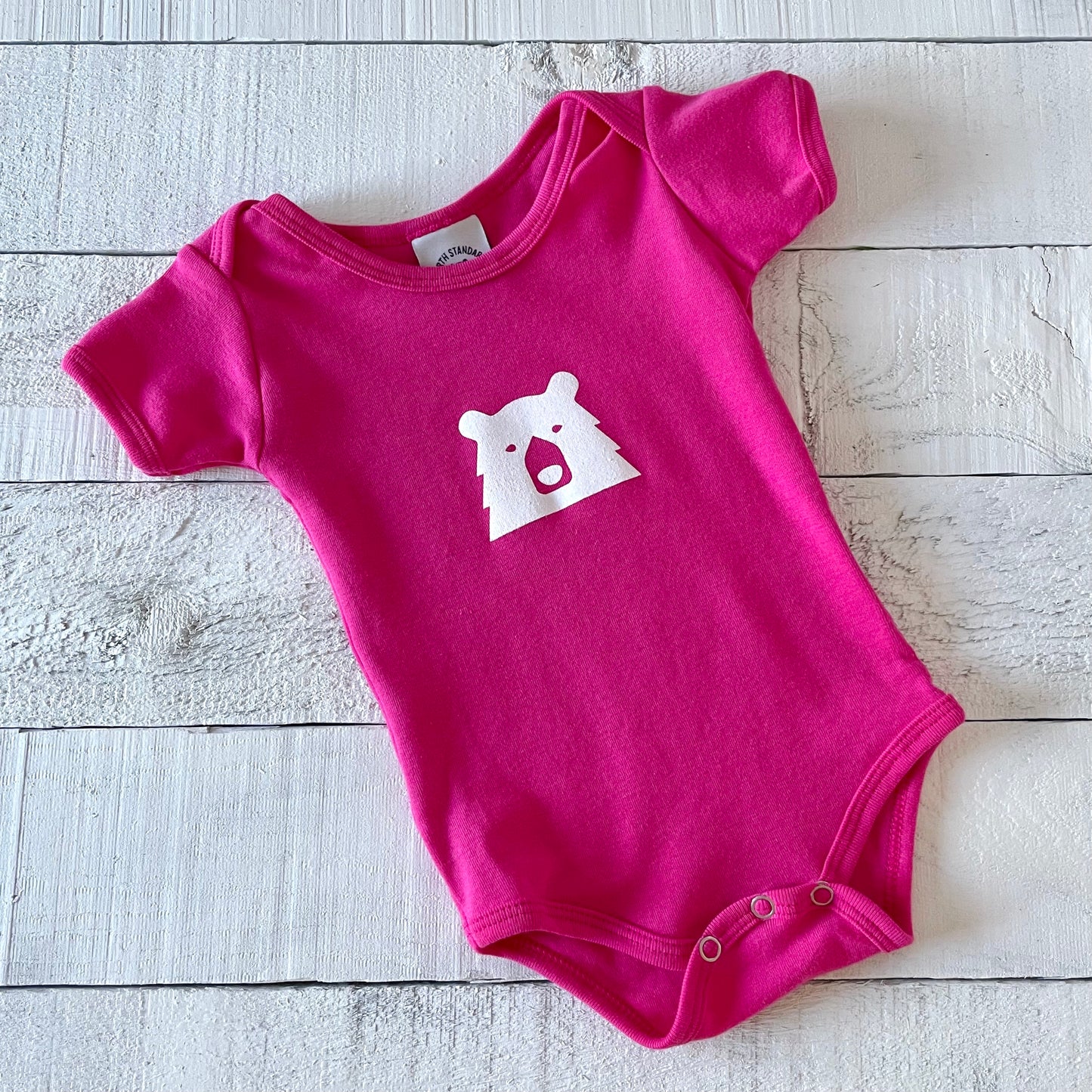 Baby Mascot Onesie - Fuchsia with White