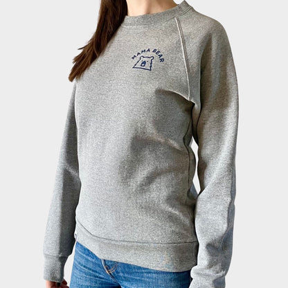 Mama Bear Crew Sweatshirt - Grey Marl with Navy