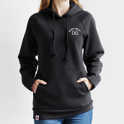 Mama Bear Pop Over Hoodie - Black with White