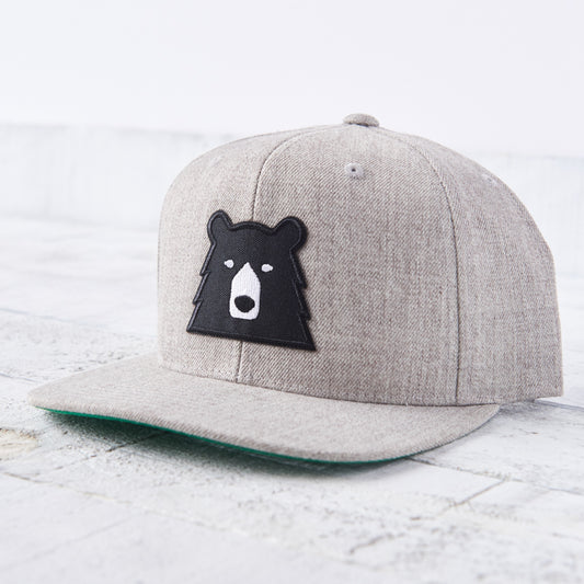 Snapback - Heather Grey with Black Bear