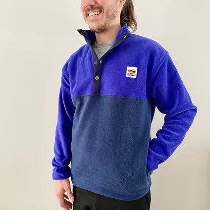 Retro Oversized Polar Fleece - Navy/Electric Purple