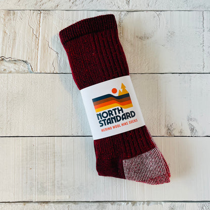 Merino Wool Hike Socks - Burgundy