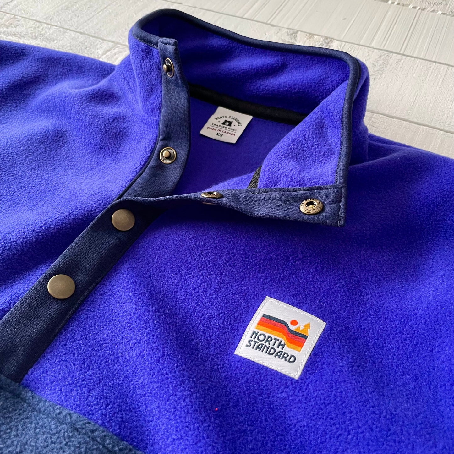 Retro Oversized Polar Fleece - Navy/Electric Purple