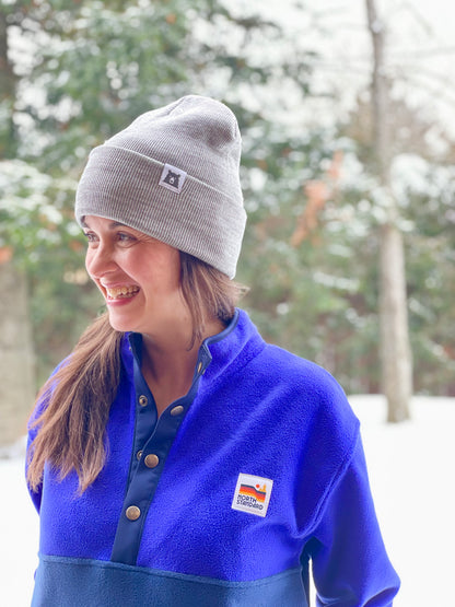 Retro Oversized Polar Fleece - Navy/Electric Purple