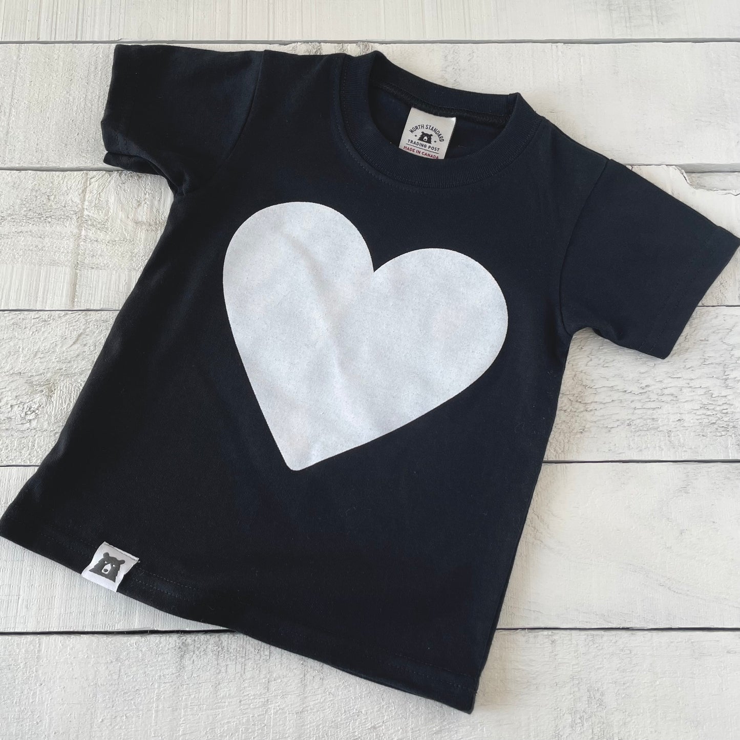 Kids Heart Tee - Black with White